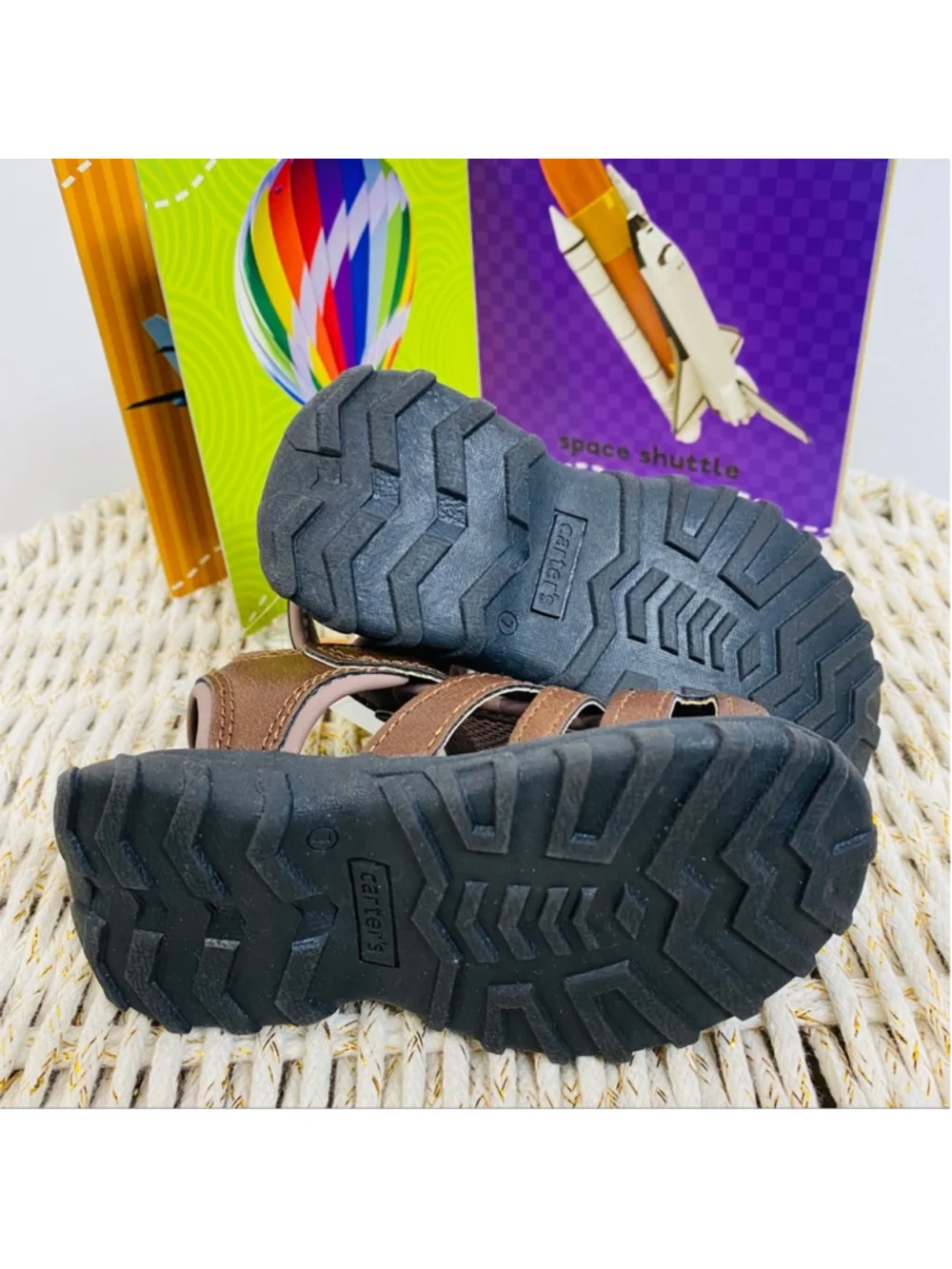 Carter's Toddler Boy's Brown Hook & Loop Closure Sandals Shoes Size 6 NWT